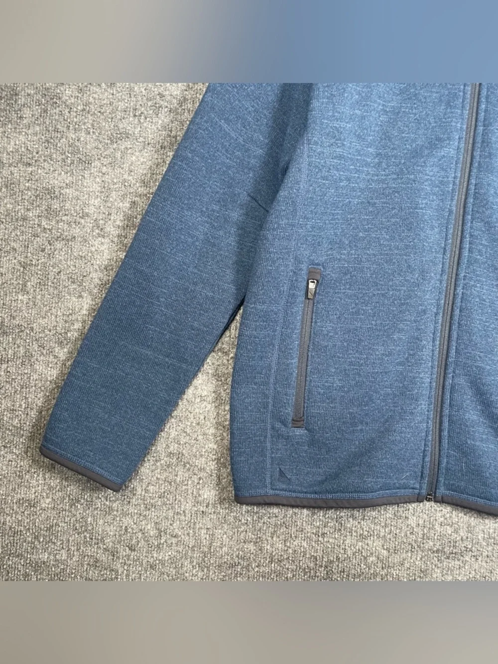Untuckit Men’s Large Blue Kezoh Full Zip Fleece Sweater Knit‎ Jacket Preppy Cozy